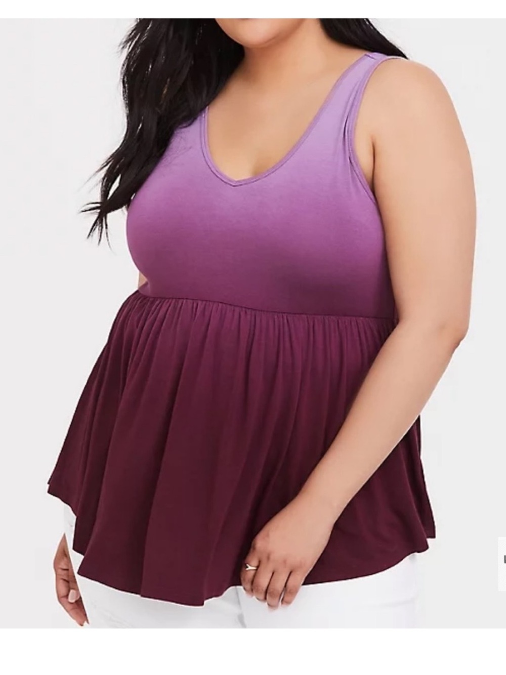 Torrid 0X Ombre Super Soft Babydoll Tank Top with Strappy Detail